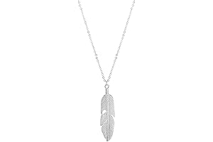 Long Feather Necklaces for Women Boho Gold Silver Leaf Pendant Sweater Chain Necklace