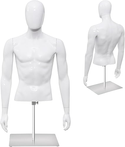 Goplus Torso de maniquí masculino, forma de vestido de PP para hombre con soporte de metal, altura ajustable, componentes flexibles, cuerpo de