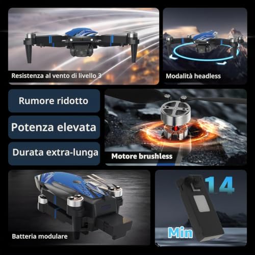 Drone con Camera, Schermo LCD FPV Live Video, Droni Motore Brushless, Sistema di Prevenzione Ostacoli a 270°, 3D Flips, Supporta Schede SD fino a 32 GB, Peso Inferiore a 250g per Beginners 6 Drone con Camera, Schermo LCD FPV Live Video, Droni Motore Brushless, Sistema di Prevenzione Ostacoli a 270°, 3D Flips, Supporta Schede SD fino a 32 GB, Peso Inferiore a 250g per Beginners - immagine 6