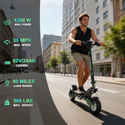 Image of ZU06 Electric Scooter for Adults: 1200W, 35 MPH Fast E Scooter with 50 Mile Range, 10 inch Off Road Fat Tires, NFC Unlock, UL 2272 Certified, Optional Detachable Seat for Commuting & All-Terrain