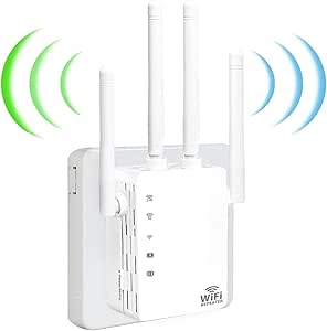 WiFi Extender,WiFi Extender Signal Booster, WiFi Booster 1200Mbps WiFi 2.4&5GHz Dual Band(9500sq.ft) WiFi Signal Strong Penetrability 35 Devices 1-Tap Setup,360 Full Coverage, Supports Ethernet Port