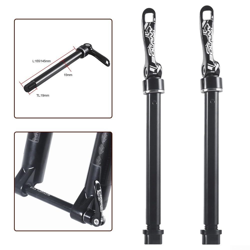 Fourche de vélo - Essieu traversant - Moyeu avant de vélo - Tube - Axe traversant - 15 mm x 100/110 mm - Fourche avant à dégagement rapide - Tige d'essieu traversant (15 x 100)
