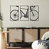 Nuenen 3-Piece Metal Bicycle Wall Art Set: Vintage Bike Metal Wall Art Decor - Black, 15.7 x 9.4 Inches - Bedroom, Living Room, Kitchen Decor