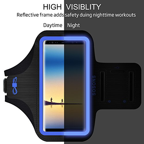 Sosons Armband For Samsung Galaxy Note 8/9/10/20+,Galaxy S22/S21/S10/S9/S8+, Water Resistant Sports Gym Armband Case For Samsung Galaxy Note/S/A/F Series,With Card Pockets And Key Slot(Blue) #TOP2