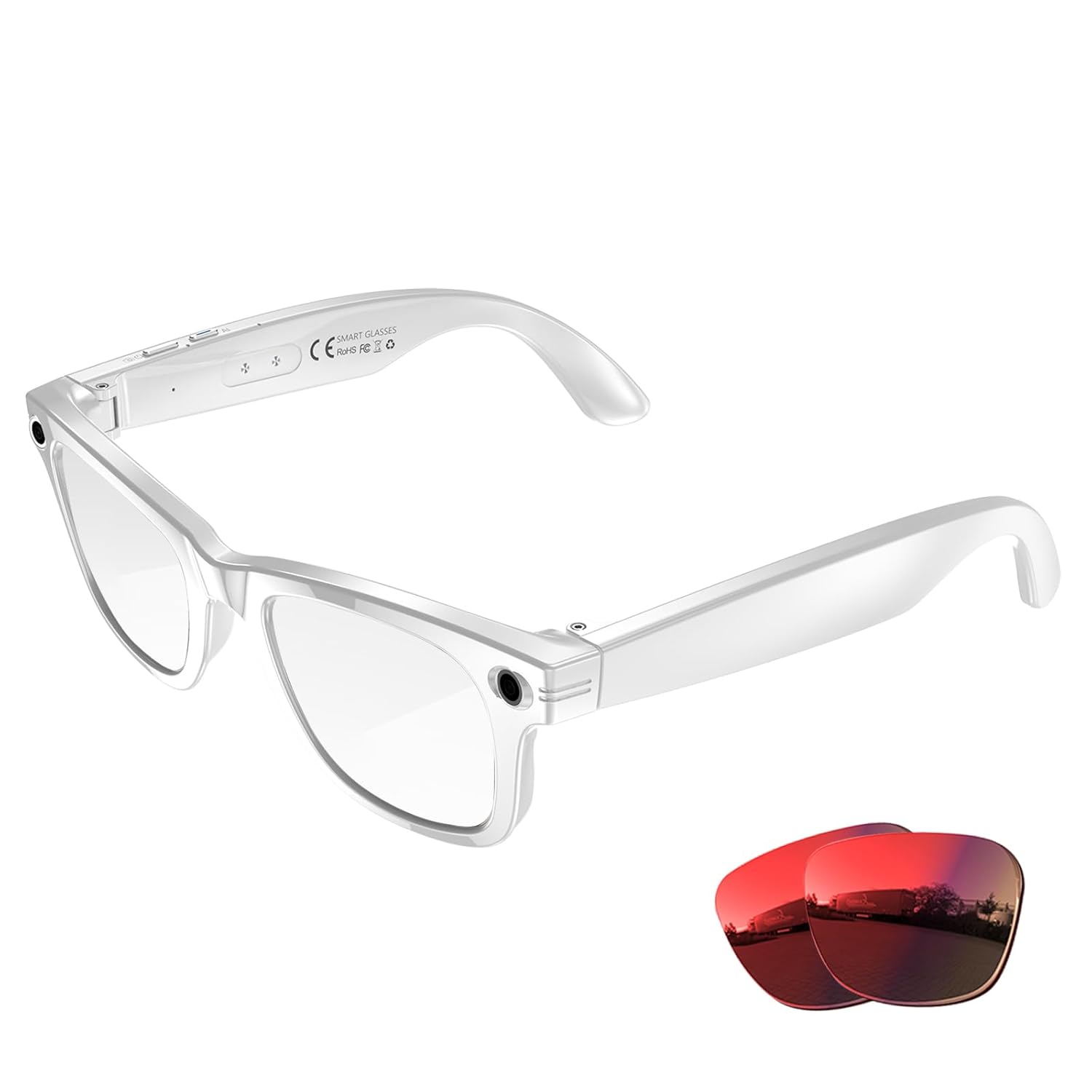AI Smart Glasses with 8MP Camera 4K Video HD Photo Bluetooth Audio AI Voice Assistant Real-Time Translation Object
