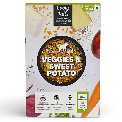Goofy Tails Veggies & Sweet Potato Wet Dog Food 200g (200g X 1 Pack), Wholesome, Human Grade, Preservative Free, Gluten Free Vegetarian Dog Food Gravy, Balanced Food for Dogs and Food Topper