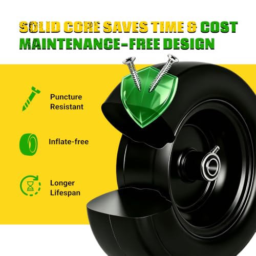 MAXROLLORS (2 Pack) 11x4.00-5 Lawn Mower Tires Flat Free and Wheel Assembly by MAXROLLORS - Used condition - Image 5