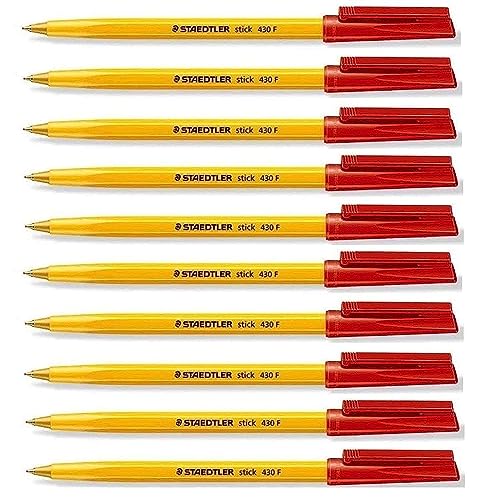 Stylos à bille rouge Staedtler 430 pointe fine 0,3 mm pour écriture précise