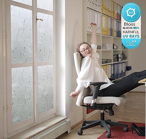 Privacy Window Film Frosted Glass Window Film Non Adhesive Window Cling Privacy Film Removable Decorative Bathroom Door Window Covering (23.6 x 78.7 Inch)