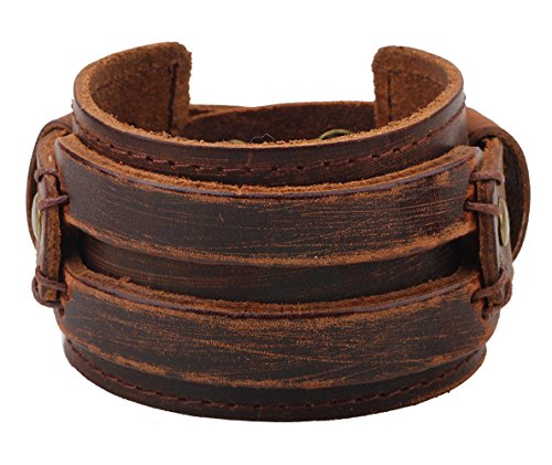 Hamoery Men Leather Bracelet Punk Braided Rope Alloy Bracelet Bangle Wristband2