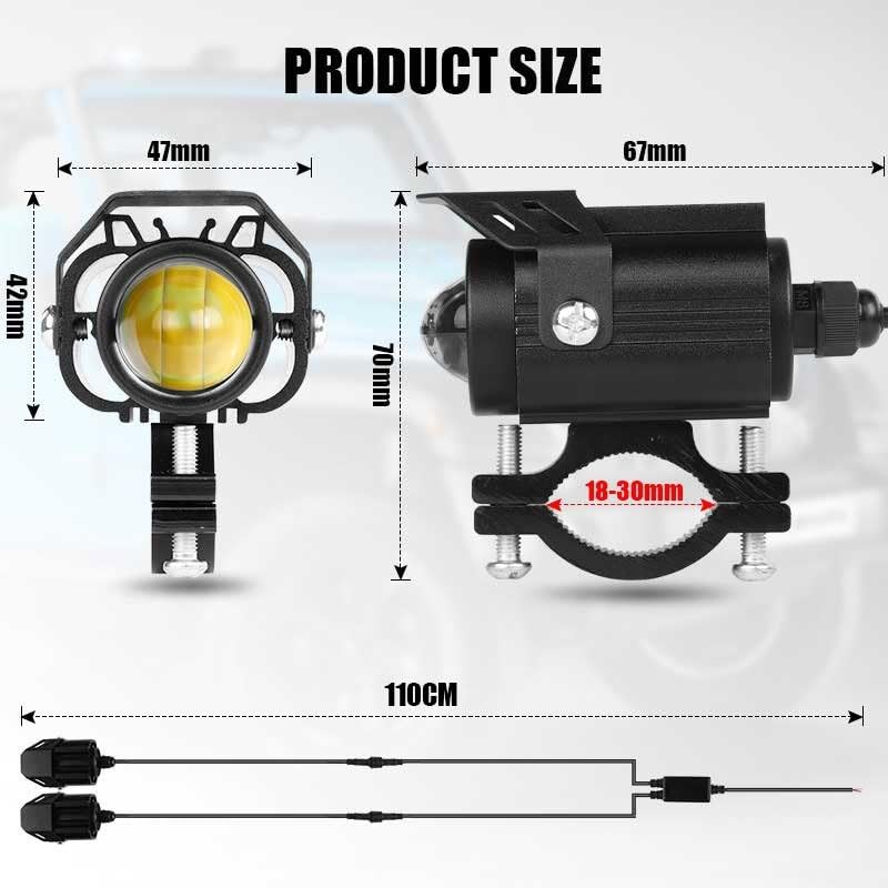 Faros Motocicleta Faro LED para Motocicleta LED Antiniebla | Faro auxiliar LED 12-24V luz antiniebla blanca lámpara punto adicional para moto Para cross ATV patinete eléctrico Quad