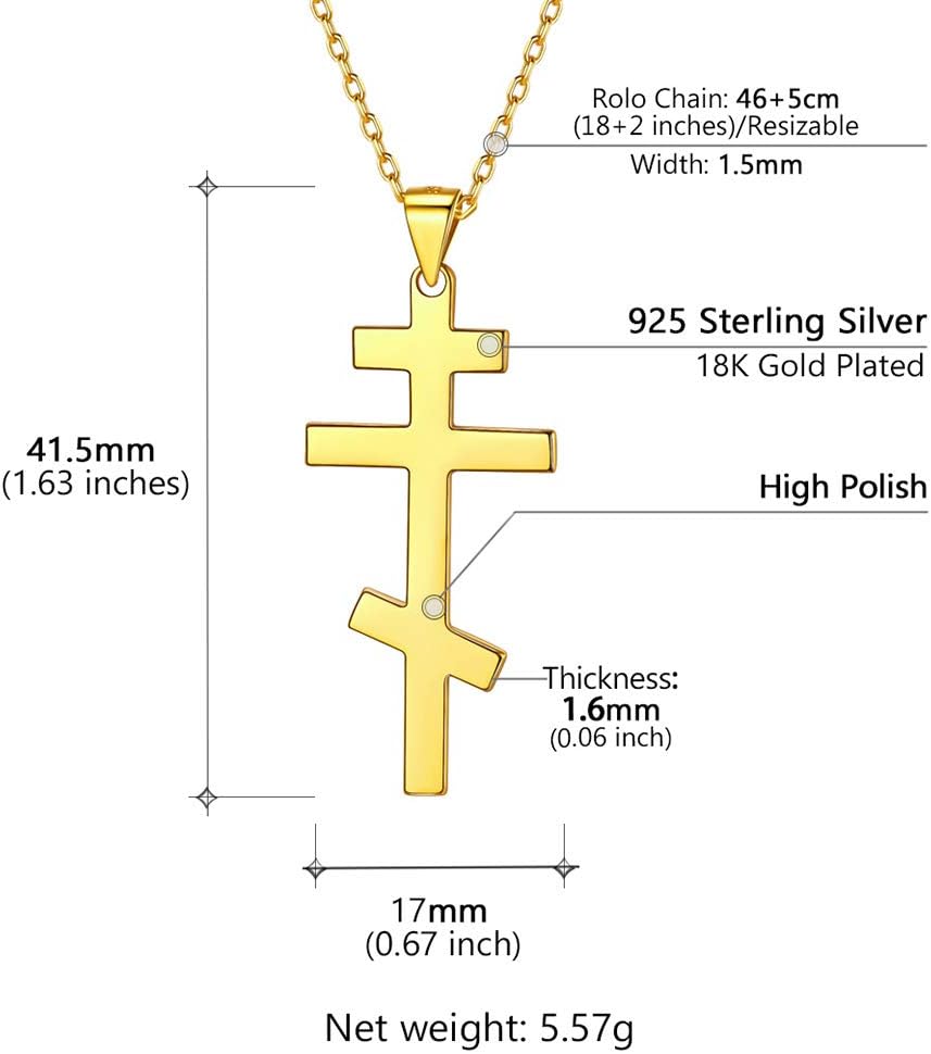 PROSTEEL 925 Sterling Silver Russian Orthodox Cross Necklace For Men Women, 18inch-20inch Adjustable, Come with Box - Image 5