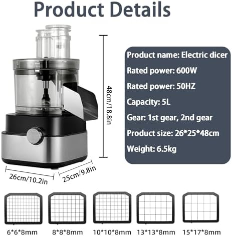 Electric Vegetable Slicer and Shredder-Multifunctional Food Processor with Stainless Blades for Home and Restaurant Cooking