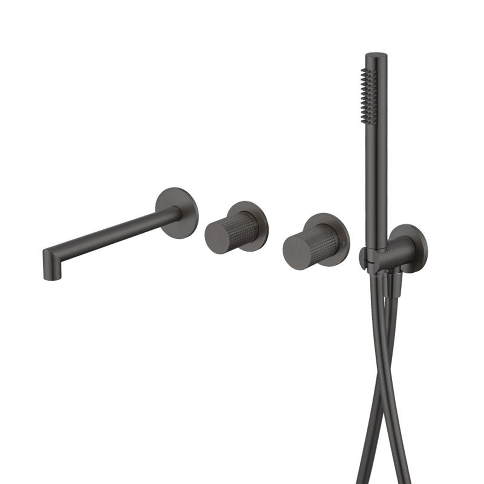 WOTZOV Bath Mixer Taps With Shower Wall Mounted Hot And Cold 2 Functions Brass Concealed Bath Mixer Tap Shower Mixer Tap Set For Bath Grey