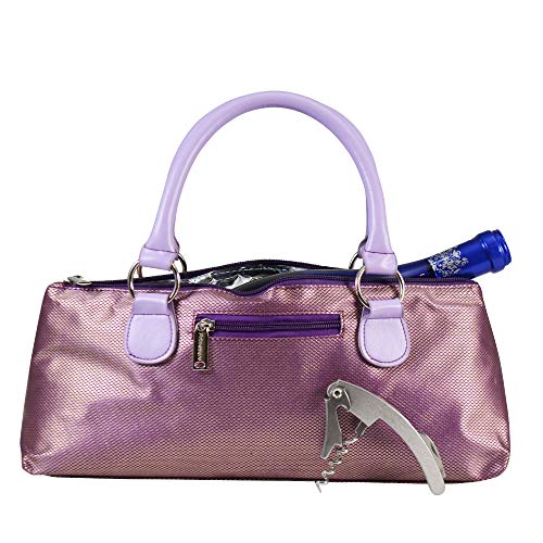 Image of Primeware Wine Clutch Bag (Thermal Insulated) Trendy Women's Carry Tote | Holds Red & White 750mL Bottles | Trendy Fashion | Incl. Portable Waiter-Style Corkscrew