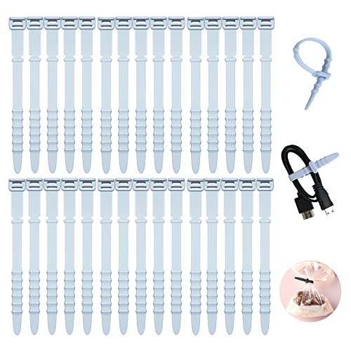 Wiederverwendbare Kabelbinder, 30Park UMUST Silikon-Kabelbinder, 11.4 cm Kabel-Organizer, Gummi-Kabelbinder, Kabel-Organizer-Halter für Bündelung von Telefon-Ladekabel, Draht (hellblau) Cover