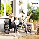 Outsunny 3-Seat Glider Rocking Chair for 3 People Garden Bench Patio Furniture Metal Frame, Black - Image 2