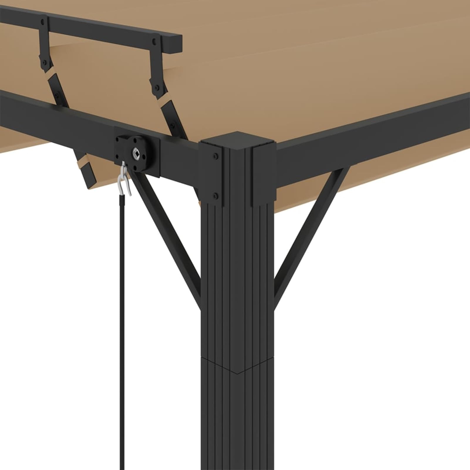 Pavillon mit Lamellendach, Gartenpavillon, Pop-Up Partyzelt, Festzelt, Pavillon, Garden Decoration, Canopy Tent, Lagerzelt, 3x4 m Taupe Stoff und Aluminium