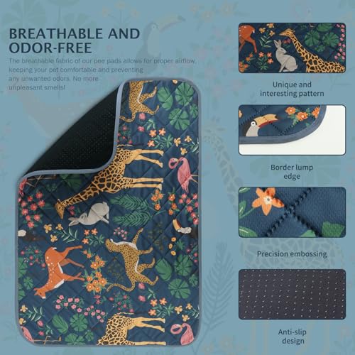 Image of IEUUMLER Washable Pee Pads for Dogs, 2 Pack Forest Pattern Reusable Waterproof Puppy Pads, Non-Slip Super Absorbent Dog Training Pad for Playpen Crate Bed EU013 Navy Blue Jungle, 36x36