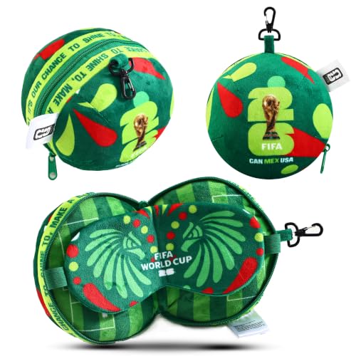 MESUCA FIFA World Cup 2026 Travel Pillow with Eye Mask, Soccer Ball Design Toy Plush 2-in-1 Neck Pillow, Ideal for Car, Airplane, Train Journeys, Kids Gift, FIFA World Cup 2026 Merchandise-Mexico