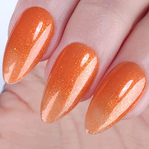 Imtiti Gel Nail Polish, 1 Pcs 15Ml Glitter Orange Color Soak Off Uv Led Nail Gel Polish Nail Art Starter Manicure Salon Diy At Home Nail Lamp Needed #TOP30
