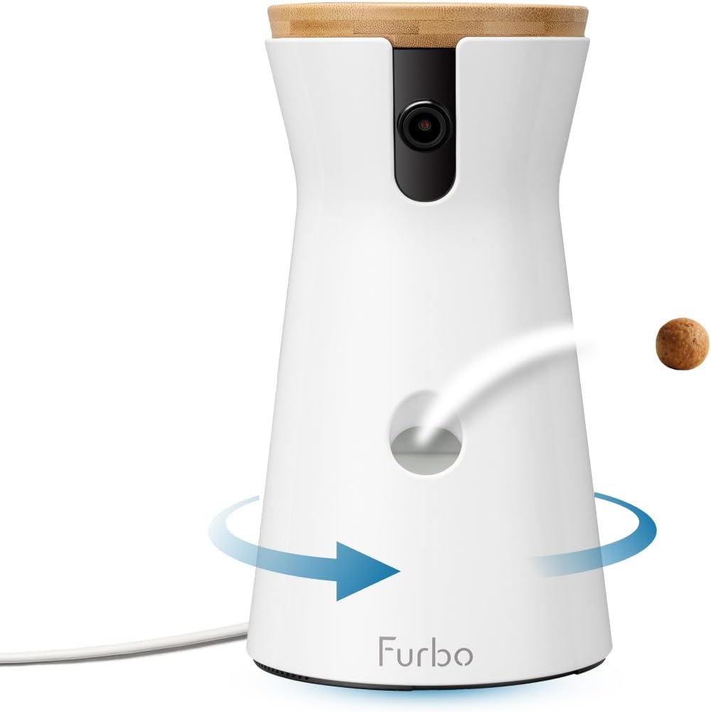 Furbo 360° Dog Camera w/Phone App [SUBSCRIPTION PURCHASE REQUIRED] – Smart Wifi Pet Camera & Treat Dispenser, 1080p HD 2-Way Audio & Night Vision, Indoor Security (3-Month Commitment to Unlock)