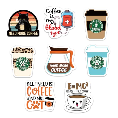 Calcomanías de café para botellas y laptops: decora tus cosas con pegatinas de 2 pulgadas 2