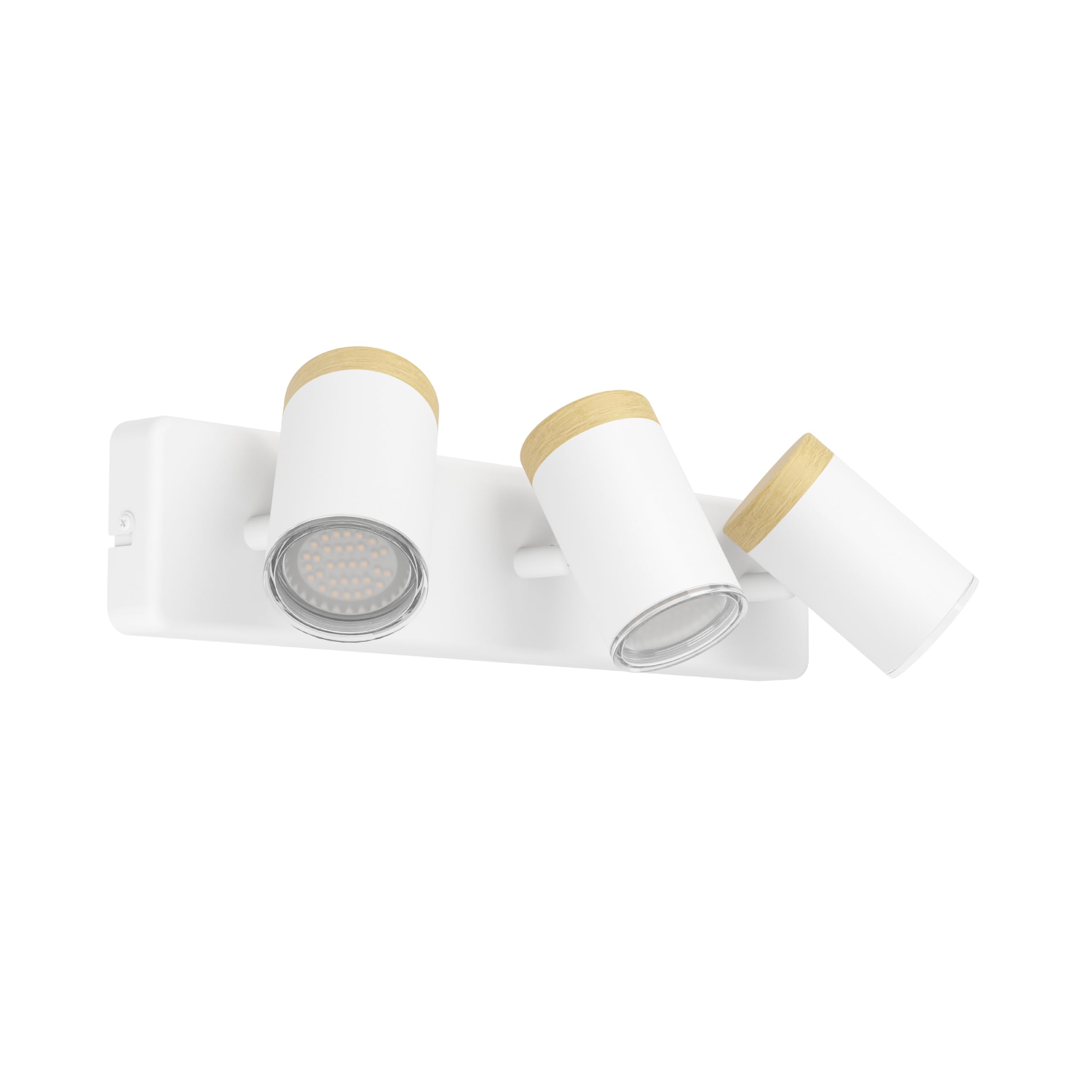 Eglo Unisex White Consuma Steel & Wood 3-Light Bathroom Spotlight, & Brown