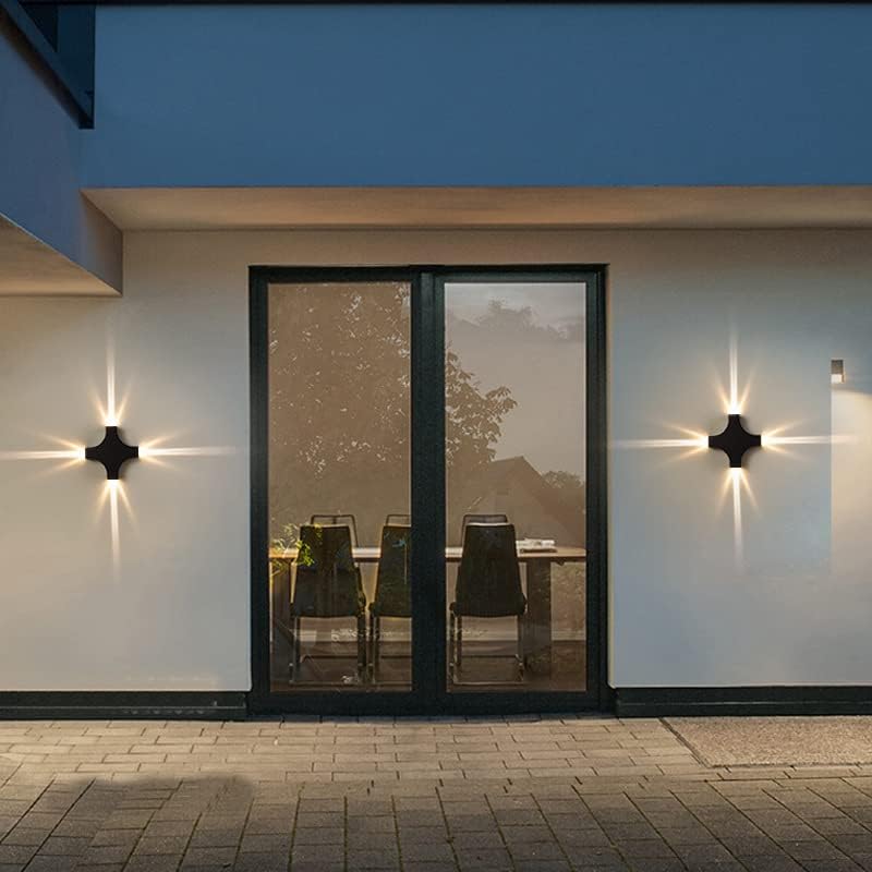 12W LED Exterior Outdoor Wall Star Light Fixture Painted Black Warm White
