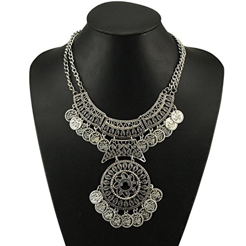 Women Bohemian Jewelry Choker Coin Statement Necklace Wensltd Clearance! (Silver)