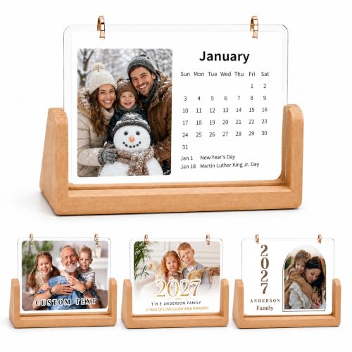 Personalized Photo Desk Calendar with Wood Base