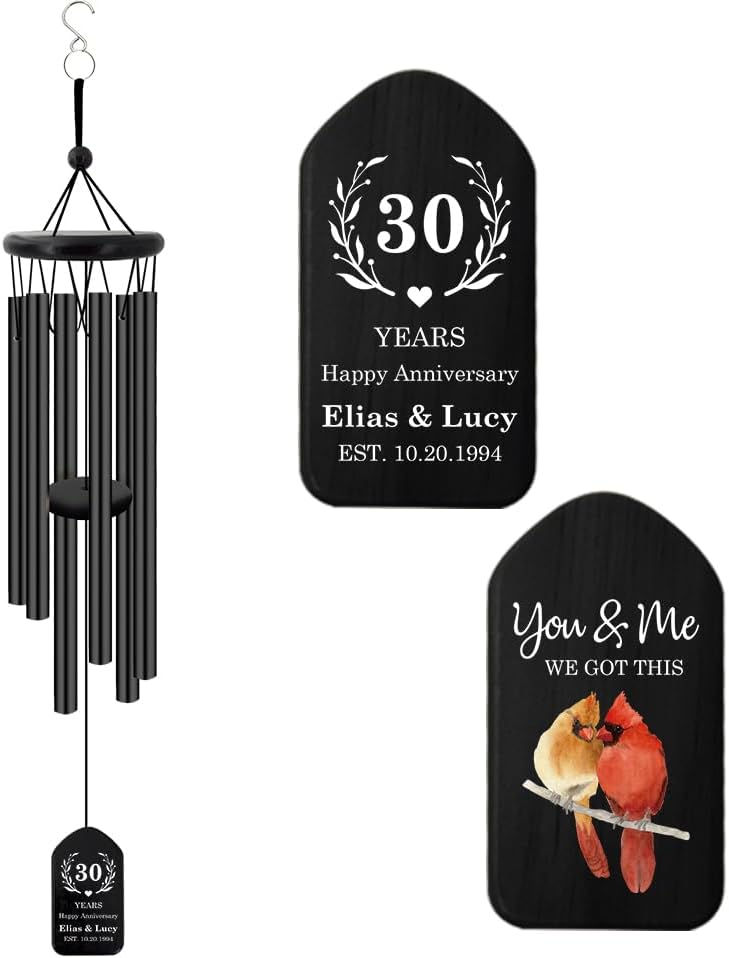 Personalized Wedding Wind Chimes, 36inch Customized Wedding Gifts for Couples, Anniversary Wind Chime for Husband/Wife, Loving Story Outdoor Decor (Produced in USA)