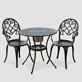 Christopher Knight Home Angeles Outdoor Cast Aluminum Bistro Furniture Set with Ice Bucket