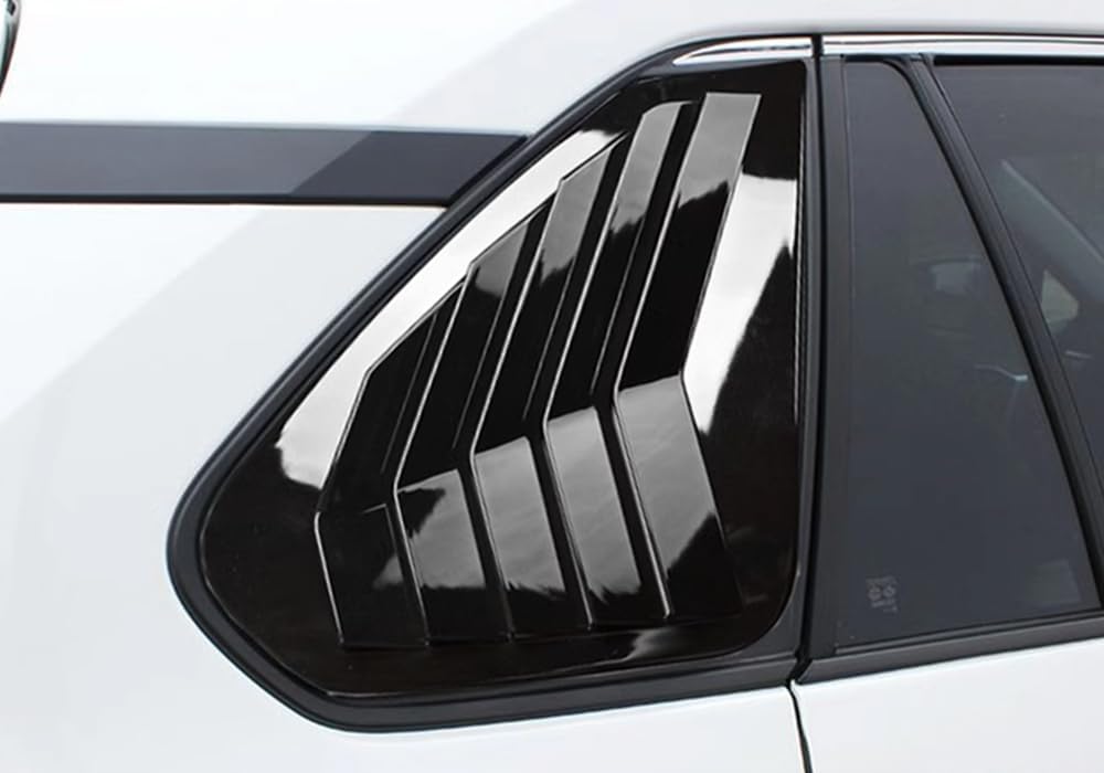 Automobile Accessories Rear Side Window Louver Cover Trim Compatible with Toyota RAV4 2024 2023 2022 2021 2020 2019 (Piano Black B) ABS 2 PCS