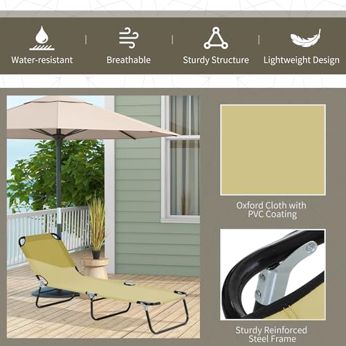 image for Outsunny Folding Chaise Lounge Pool Chairs, Outdoor Sun Tanning Chairs
