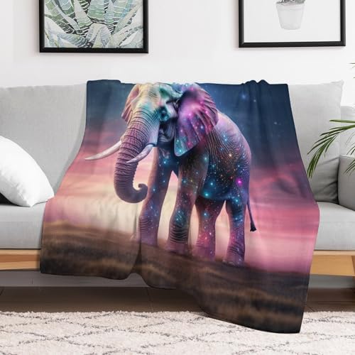 Manta cálida de forro polar para cama y sofá con imágenes 3D de elefante suave 3