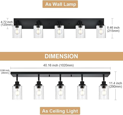 Miniatura 5 de WINSHEN Lámparas de techo de 5 luces de riel en acabado negro, iluminación de techo de montaje empotrado con cabezal de luz flexible giratorio y