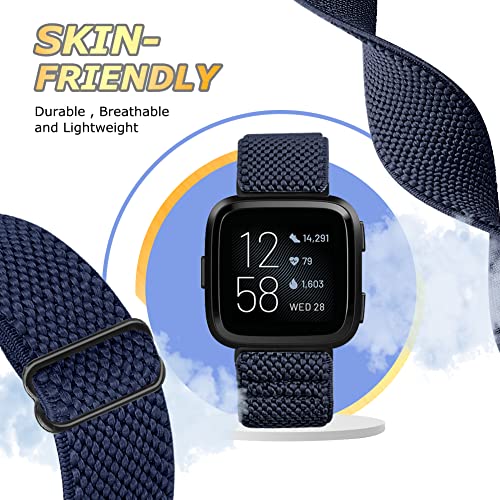 Runostrich Elastic Watch Band Compatible With Fitbit Versa/Fitbit Versa 2/Lite, Soft Nylon Stretch Adjustable Band Replacement Accessories Wristband #TOP4