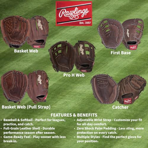 Rawlings | PLAYER PREFERRED Baseball First Base Glove | Left Hand Throw | 12.5" - Single Post Double Bar Web - image 5