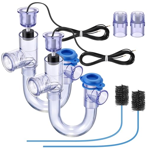 Image of Feekoon 2 Pack Condensate Trap with Built in Overflow Switch, 3 /4 inch Standard PVC U Trap for HVAC System, Air Conditioner, Smart Drain Kit for Condensate Overflow Detection, with Cleaning Brush (Clear)