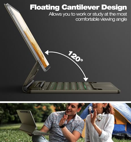Dexnor for Samsung Galaxy Tab S10+ Plus/S9+ Plus/S9 FE+ Plus/S8+ Plus/S7+ Plus/S7 FE Case with Keyboard 12.4" Magic Style Floating Cantilever Magnetic Stand Trackpad Backlit S Pen Holder - Brown