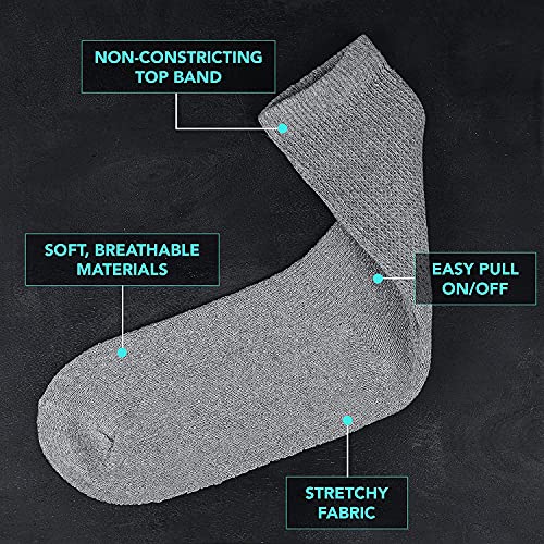 Mdr Diabetic Socks Crew Length For Men And Women With Full Sole 12 Pairs Non-Binding Wide Top Comfort & Support Made In Usa (9-11, Beige/Tan) #TOP5