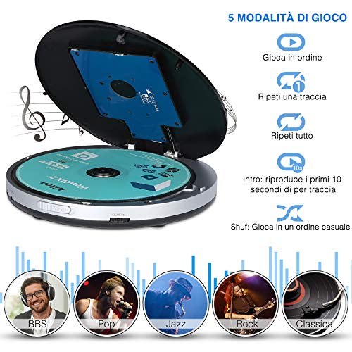 PUMPKIN Lettore CD Portatile con batteria