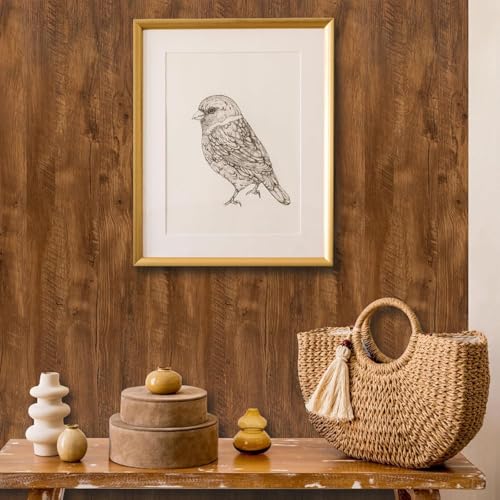 Image of HOME13 Self Adhesive Wood Vinyl Wallpaper Waterproof Old Furniture for Wall, Wall Stickers Door Wardrobe Desktop (Gold BRWN, 24X96 in)