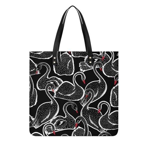 Sac shopper cygne motif artistique grand sac à bandoulière en toile