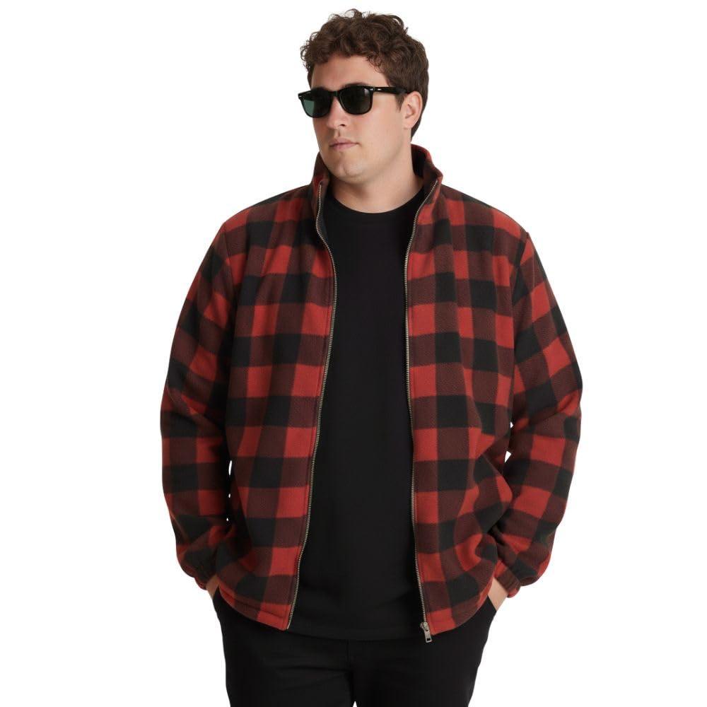 unstd Men Plus Size Checked Fleece Zip Jacket | Winter Warm Jacket for Men | Sizes 3XL–9XL-picture-42