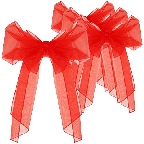 com-four® 4X Stuhlhussen Weihnachtsschleife Organza, Schleifenband...