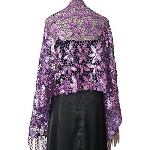 Shiny Sequin Tassel Shawl Wrap Dinner Party Shawl Evening Dress Scarf4