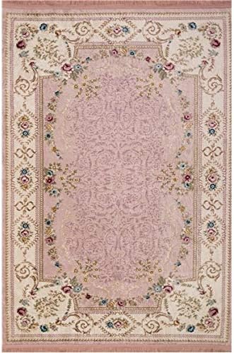 Keymura GmbH Washable Shabby Chic Country House Style Designer Carpet Kitchen Living Room Bathroom Bedroom Hallway Washable Vintage Design Non-Slip Modern Rug Sultan 004 Colour Pink - 160X230