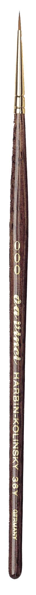 da Vinci Watercolor Series 36Y Paint Brush, Round Harbin Kolinsky Red Sable with Anthracite Hexagonal Handle, Size 3/0